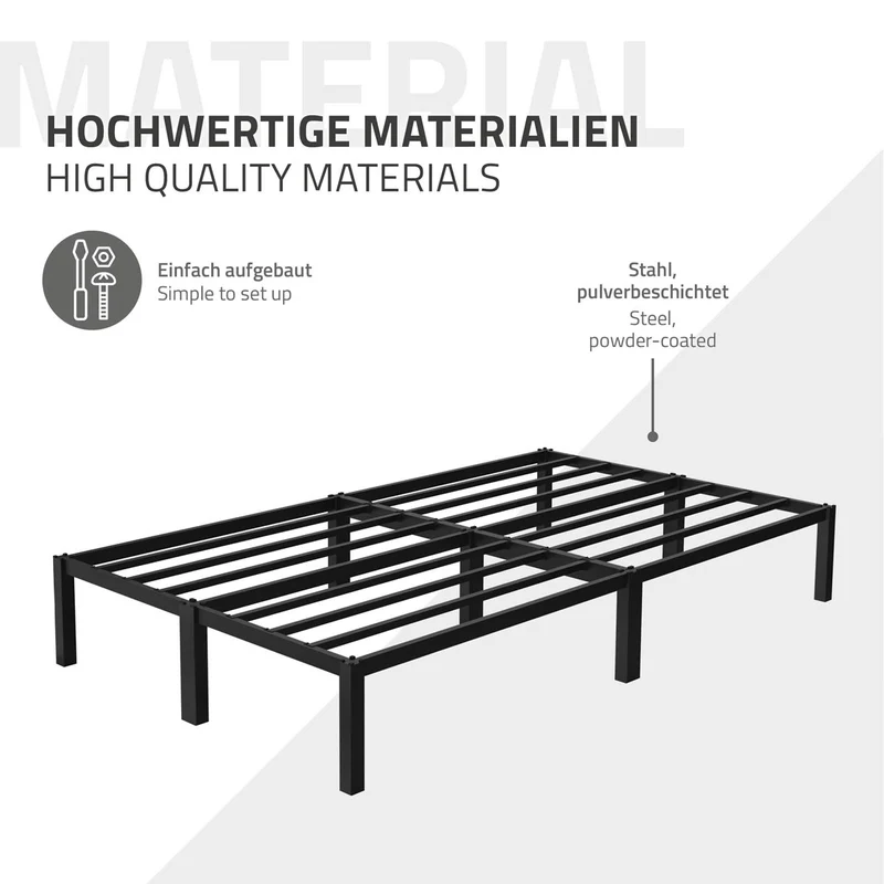 Bettgestell Doppelbett 120x200 cm aus Metall Schwarz mit Lattenrost ML-Design