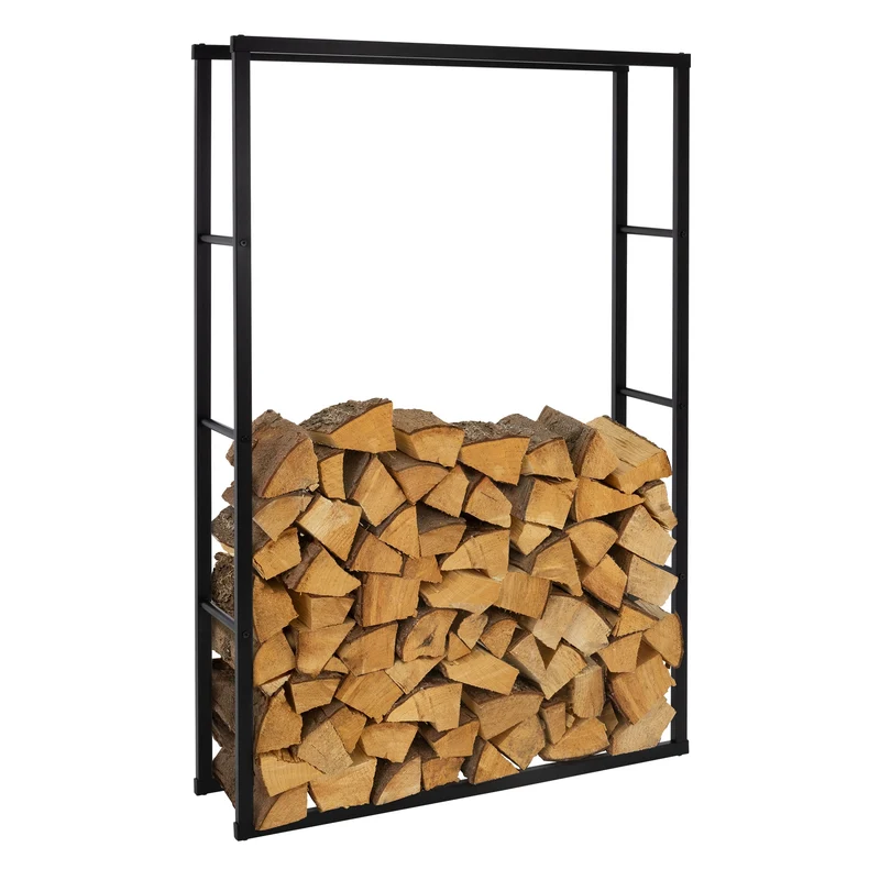 Kaminholzregal 100x25x150 cm Schwarz aus Metall ML-Design