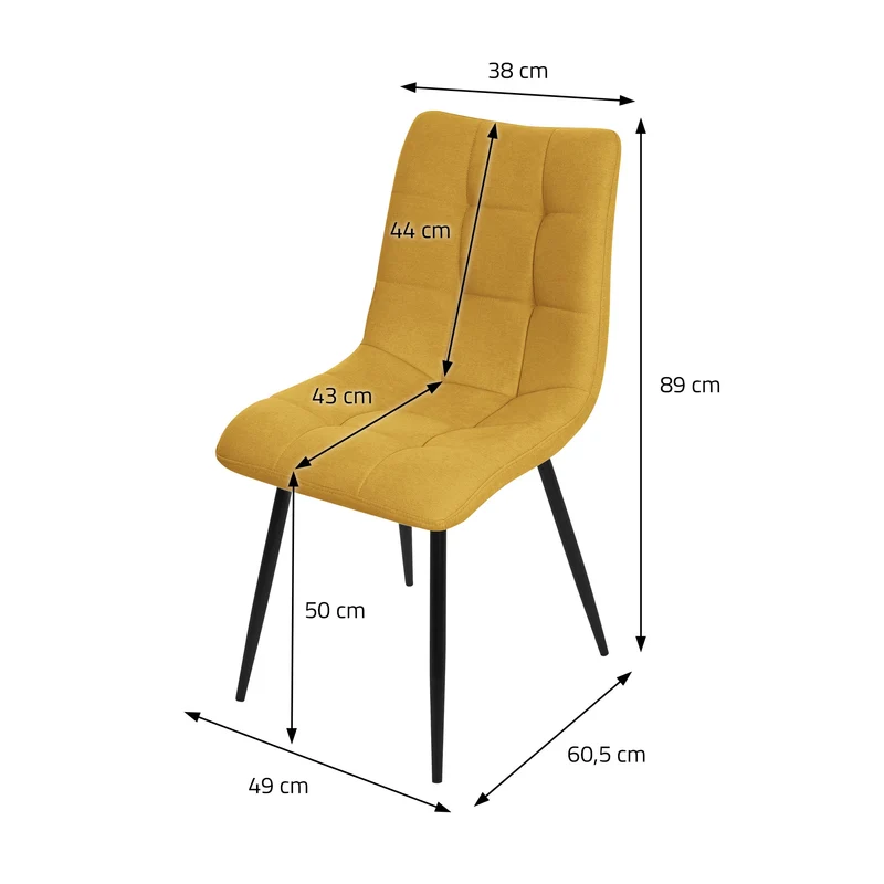 Esszimmerstühle 4er Set Senfgelb Küchenstuhl mit Polyesterbezug und Stahlbeinen ML-Design