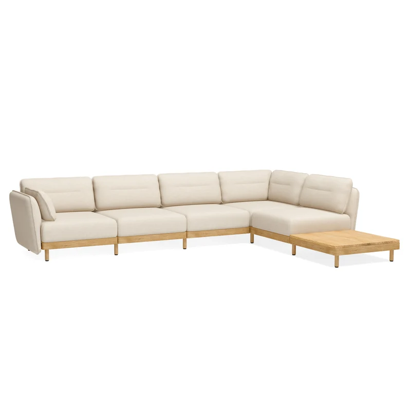 Ecksofa Mio Soft 5-Sitzer mit Tisch Eiche