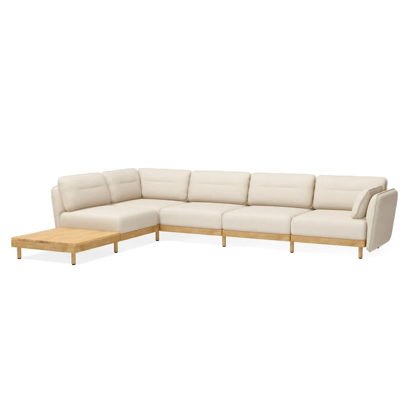 Ecksofa Mio Soft 5-Sitzer mit Tisch Eiche
