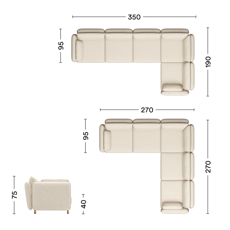 Ecksofa Mio Soft 5-Sitzer Eiche