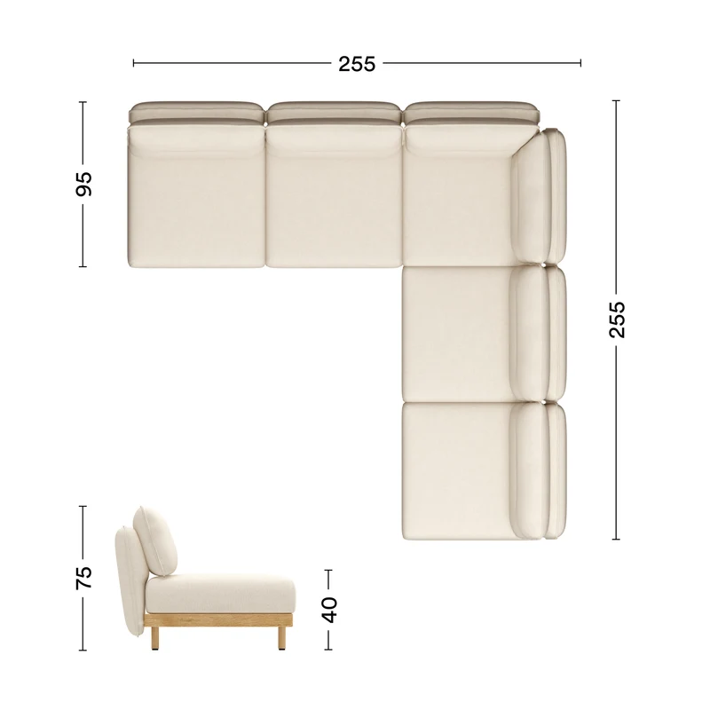 Ecksofa Mio 5-Sitzer Eiche