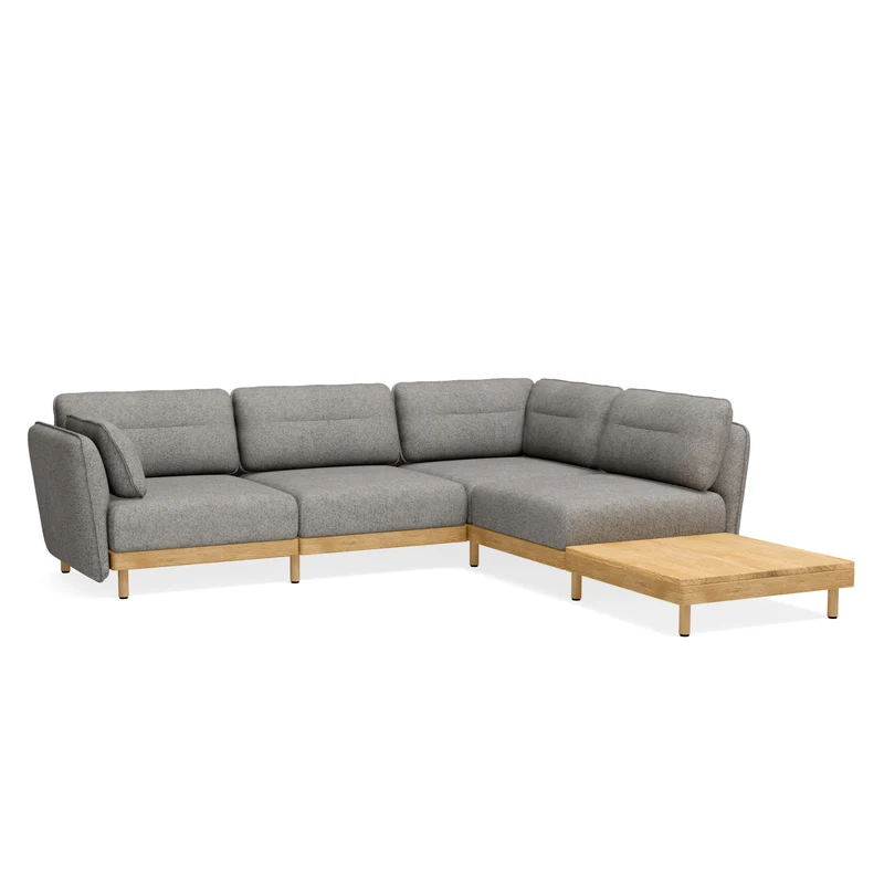 Ecksofa Mio Soft 4-Sitzer mit Tisch Eiche
