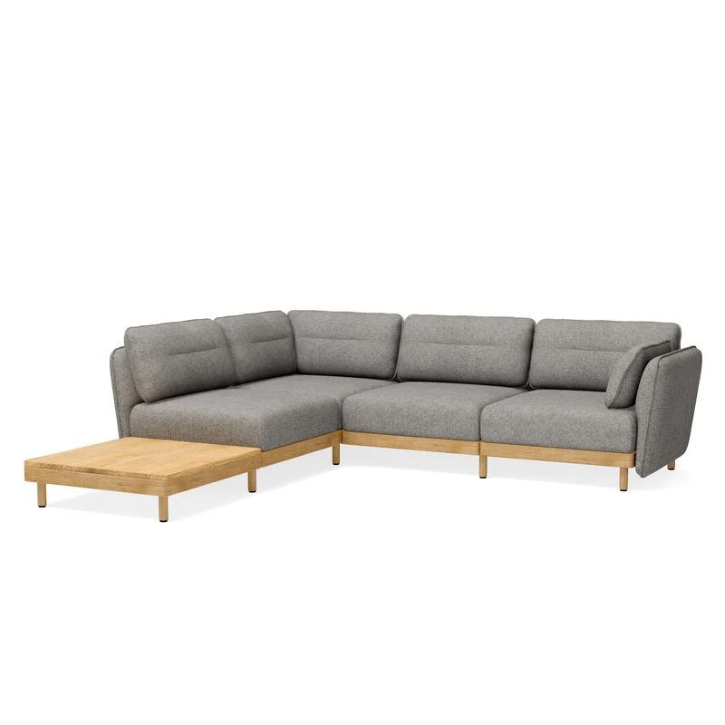 Ecksofa Mio Soft 4-Sitzer mit Tisch Eiche