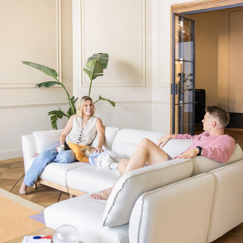 Ecksofa Mio Soft 4-Sitzer mit Tisch Eiche