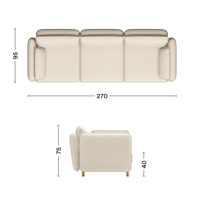 Sofa Mio Soft 3-Sitzer Eiche