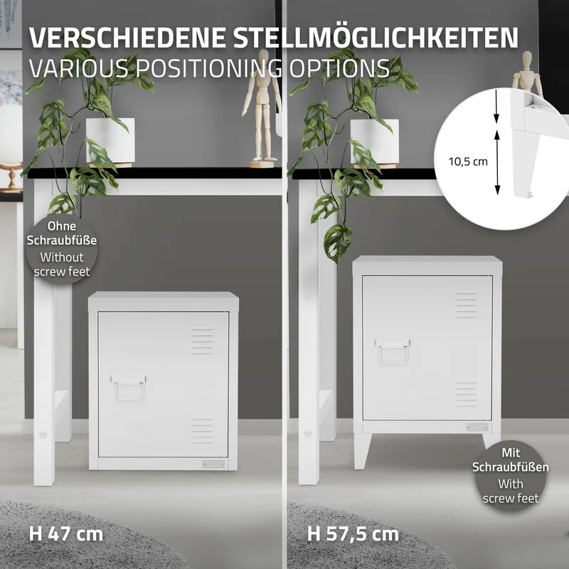 Aktenschrank Büroschrank Industrial 40x30x57,5 cm Weiß aus Stahl ML-Design