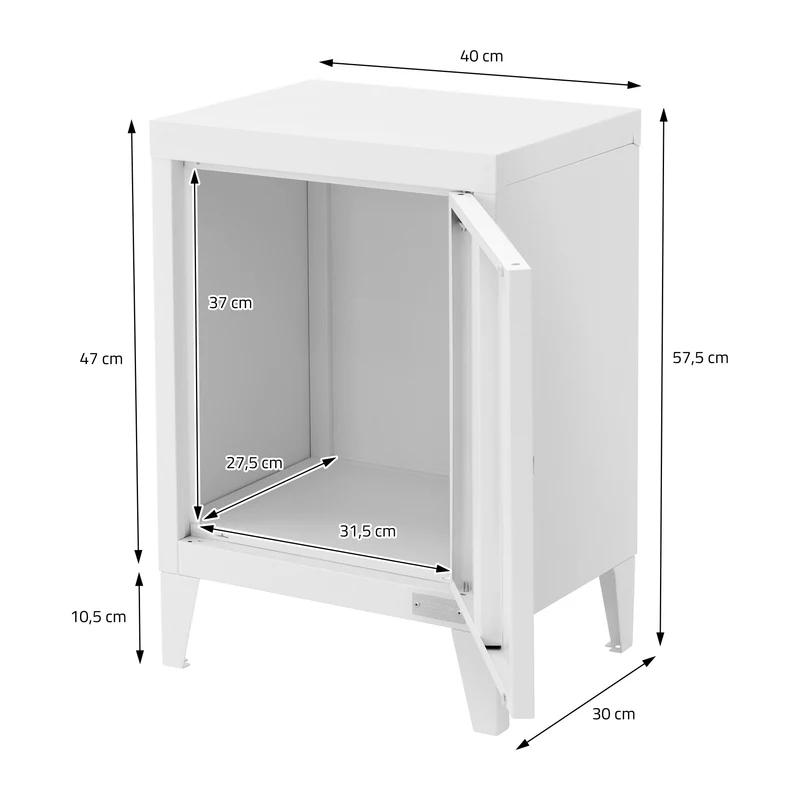 Aktenschrank Büroschrank Industrial 40x30x57,5 cm Weiß aus Stahl ML-Design