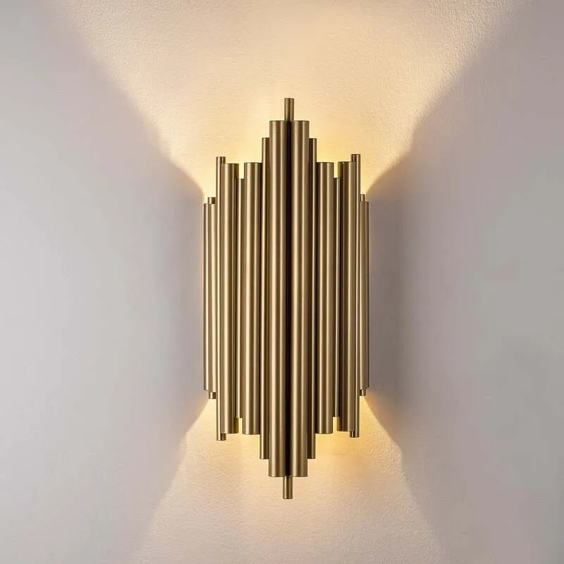 B-Ware Opviq Wandleuchte Reis 13341 LED Wandlampe dimmbar goldfarben Metall 50cm