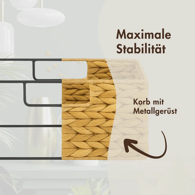 2er Set Korb aus Wasserhyazinthe 30 x 34 x 15cm für halbes Kallax Fach, Flechtkorb