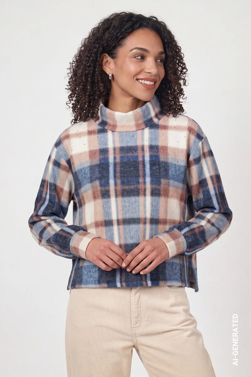 Sweatshirt mit Karo-Muster