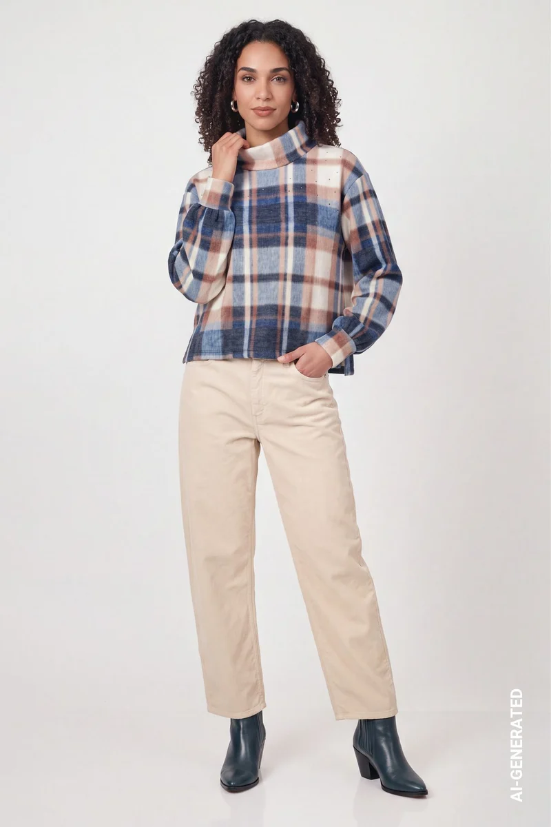Sweatshirt mit Karo-Muster