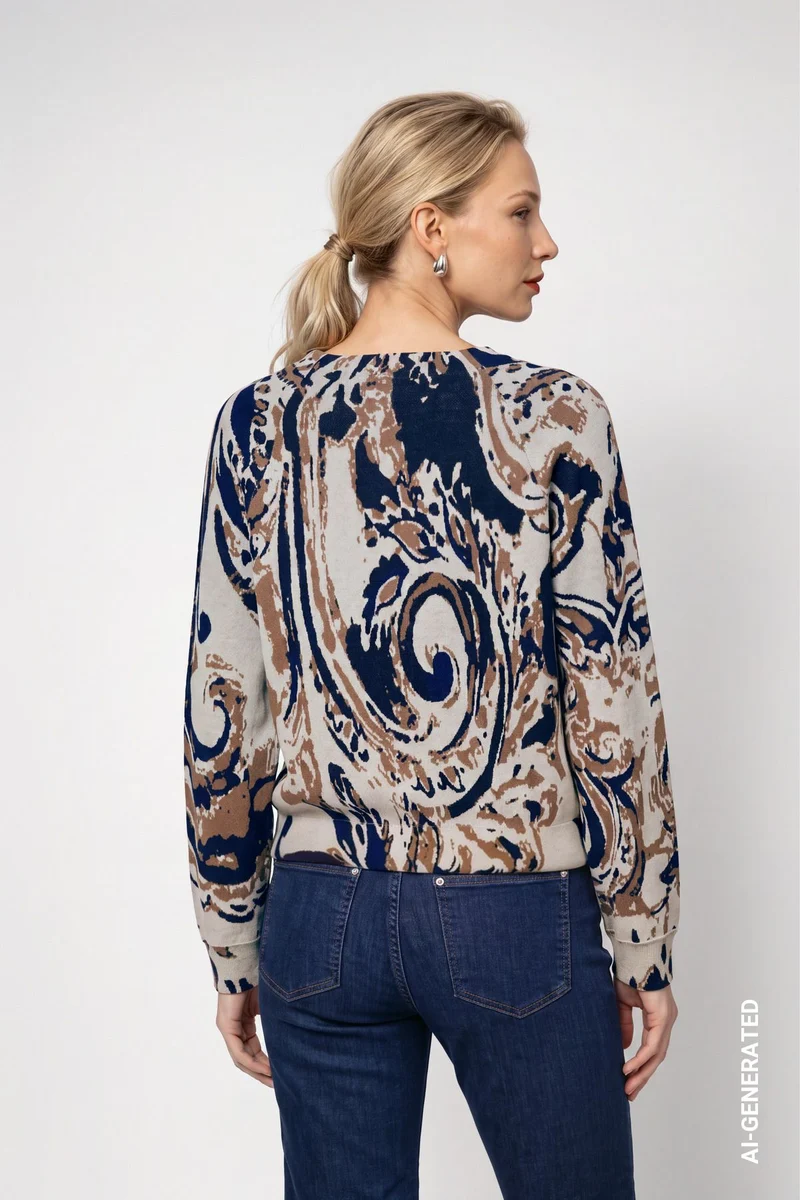 Strickpullover mit Paisleyjacquard