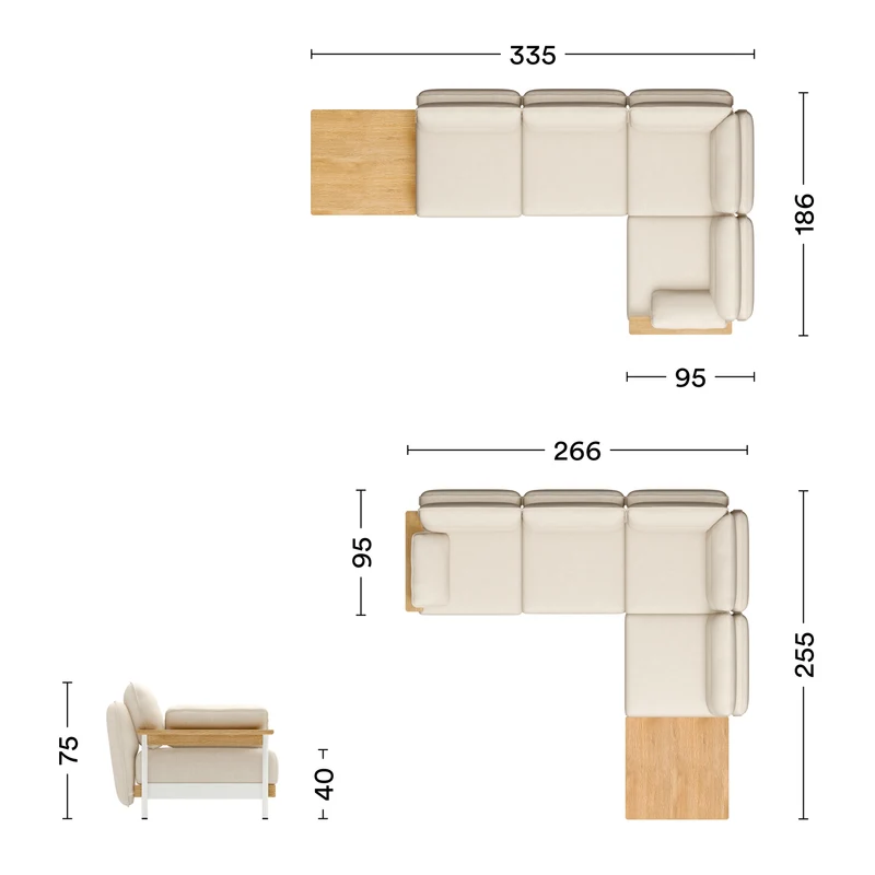Ecksofa Mio Lounge 4-Sitzer mit Tisch