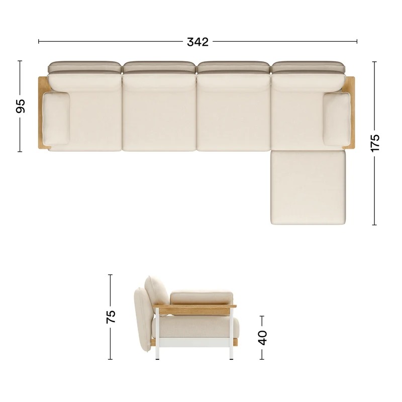 Sofa Mio Lounge 4-Sitzer mit Chaiselongue