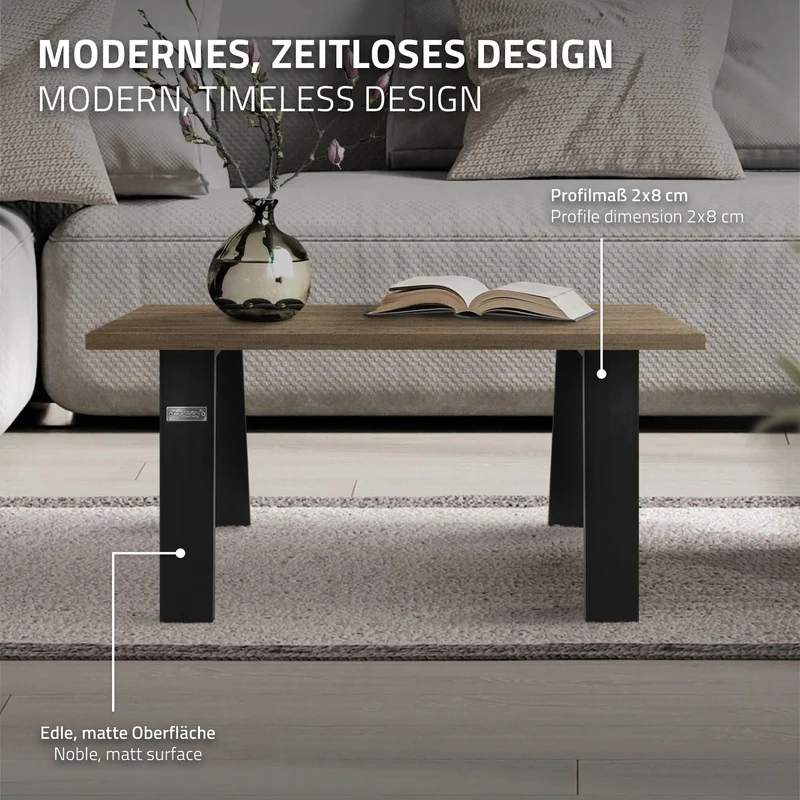 2er Set Tischkufen Bankkufen Loft 44x42 cm Schwarz Profil 8x2 cm Stahl U-Form ML-Design