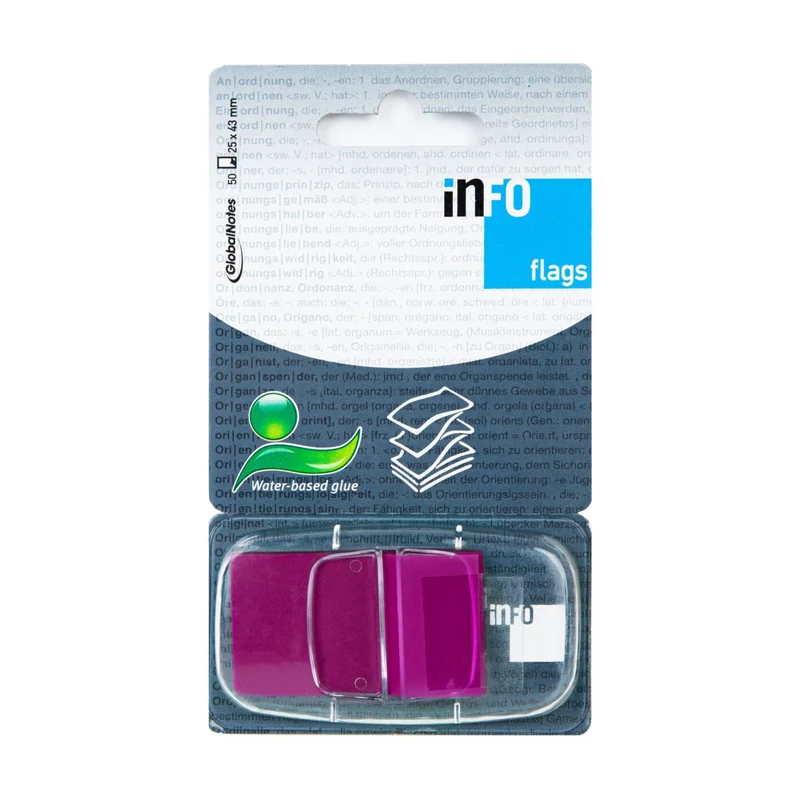 INFO FLAGS selbstklebende Markierungsstreifen im Spender 25×43 mm / 50 Blätter, rosa