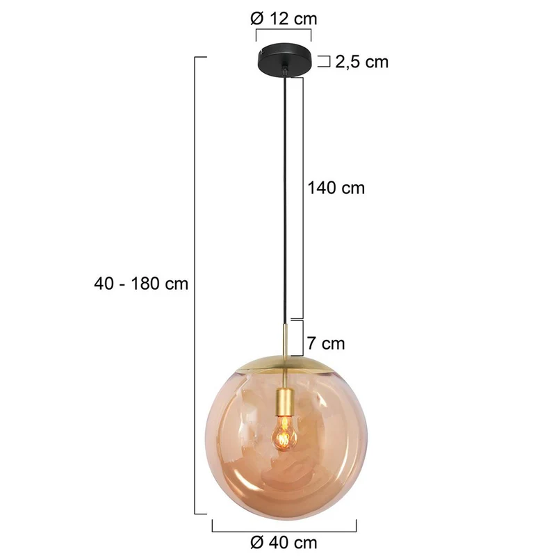 B-Ware Steinhauer Hängeleuchte Bollique LED Pendelleuchte dimmbar messing Ø40cm Glas