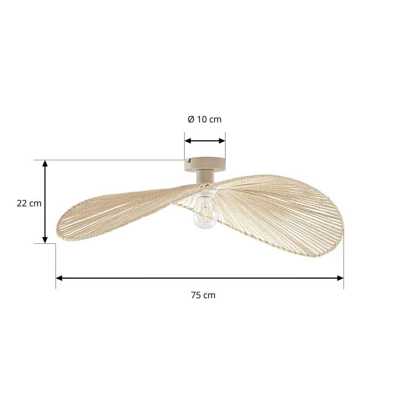 B-Ware Lindby Deckenleuchte Valdorin LED Lampe dimmbar beige 75x50cm Papier Leuchte