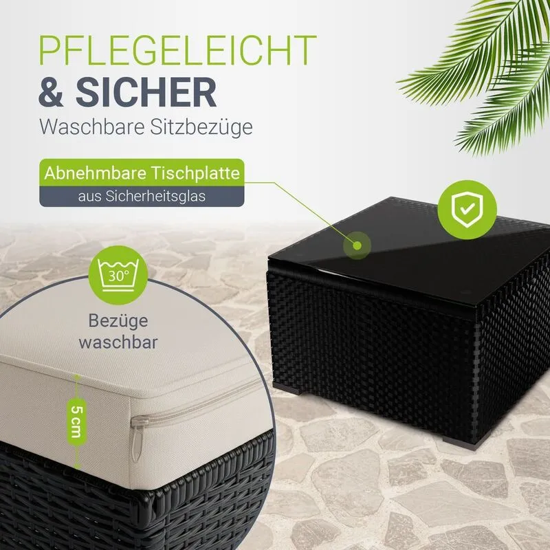 B-Ware Polyrattan Lounge Punta Cana Outdoor Sitzgarnitur für 4 Personen mit Tisch grau