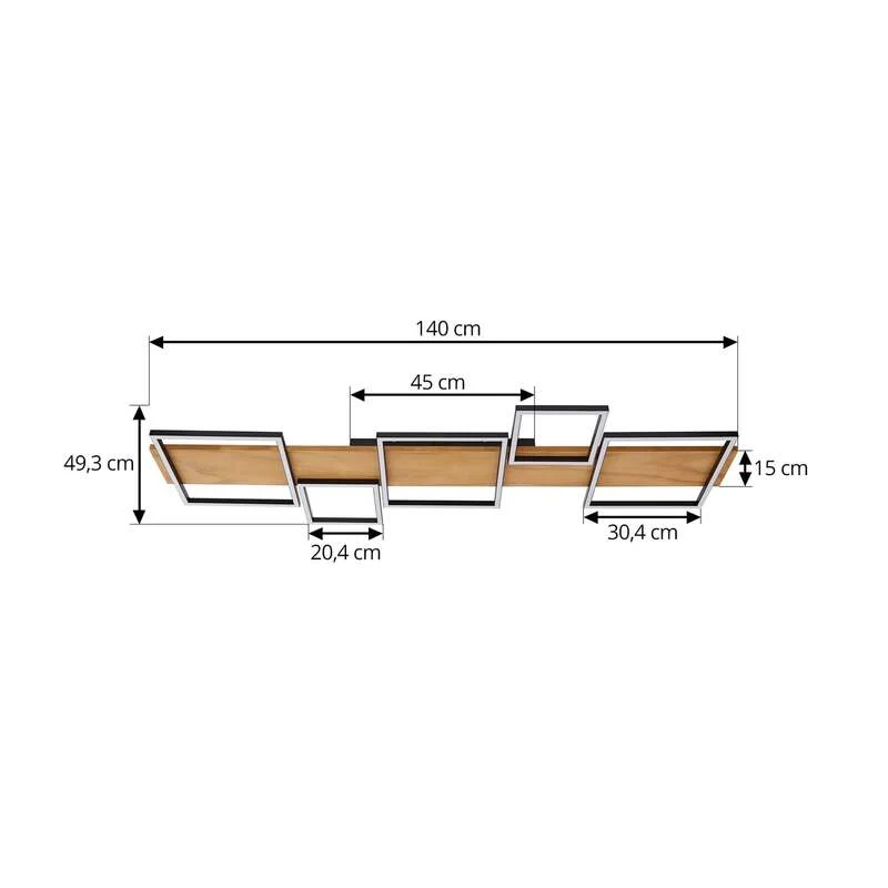 B-Ware Lindby Deckenlampe Deckenleuchte Galad LED Lampe dimmbar Holz schwarz 140cm