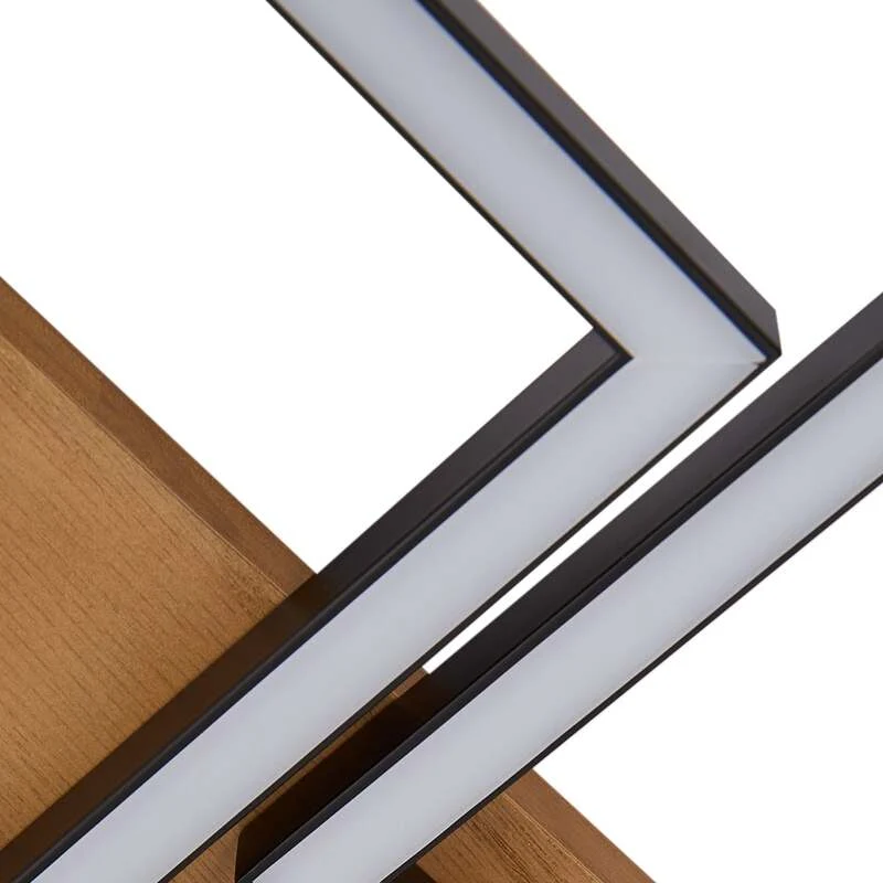 B-Ware Lindby Deckenlampe Deckenleuchte Galad LED Lampe dimmbar Holz schwarz 140cm