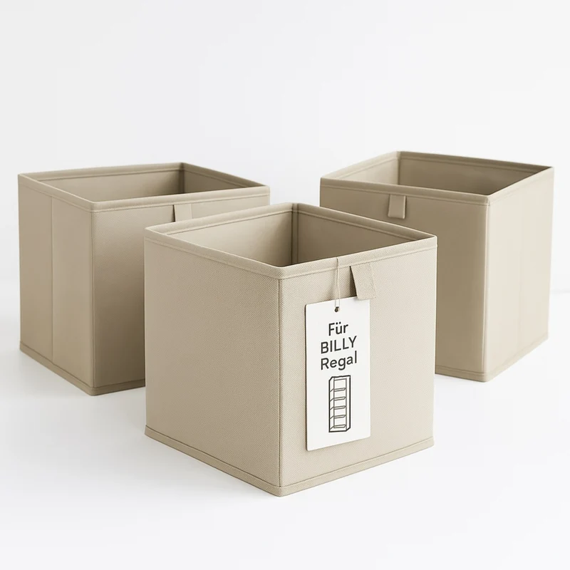 Box für IKEA Billy Regal in Beige, 24 x 24 x 24cm, faltbare Stoffbox