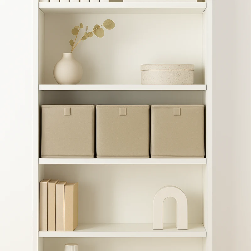 Box für IKEA Billy Regal in Beige, 24 x 24 x 24cm, faltbare Stoffbox