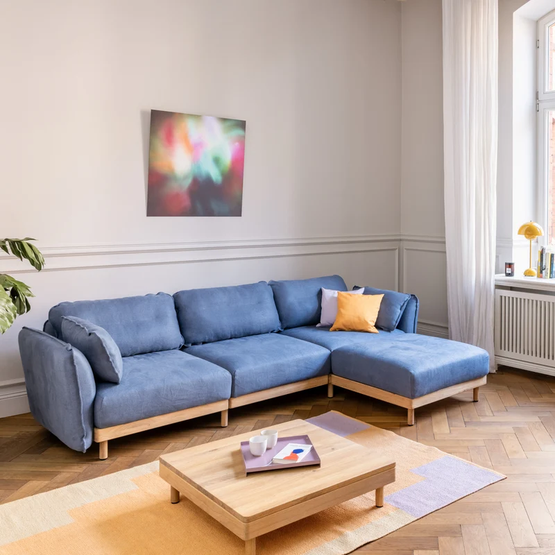 Sofa Mio Soft 3-Sitzer Eiche mit Chaiselongue