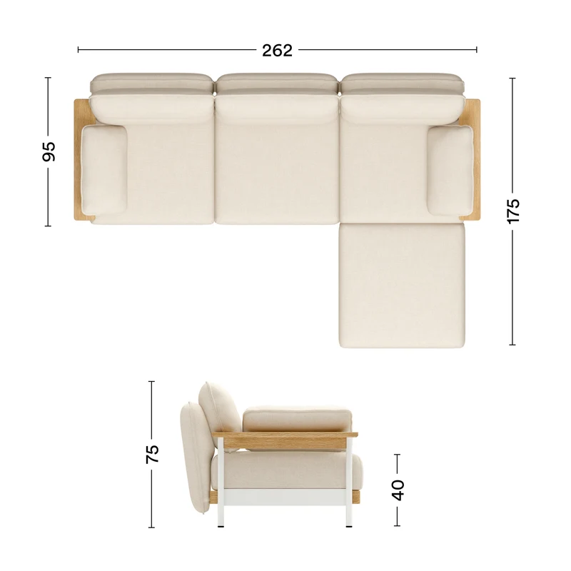 Sofa Mio Lounge 3-Sitzer mit Chaiselongue