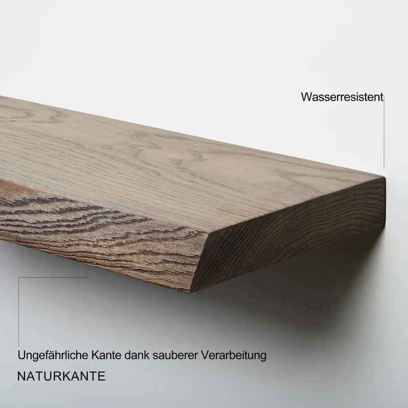 RESTPOSTEN Wandregal Eiche Baumkante – Modell Ruby Dunkel