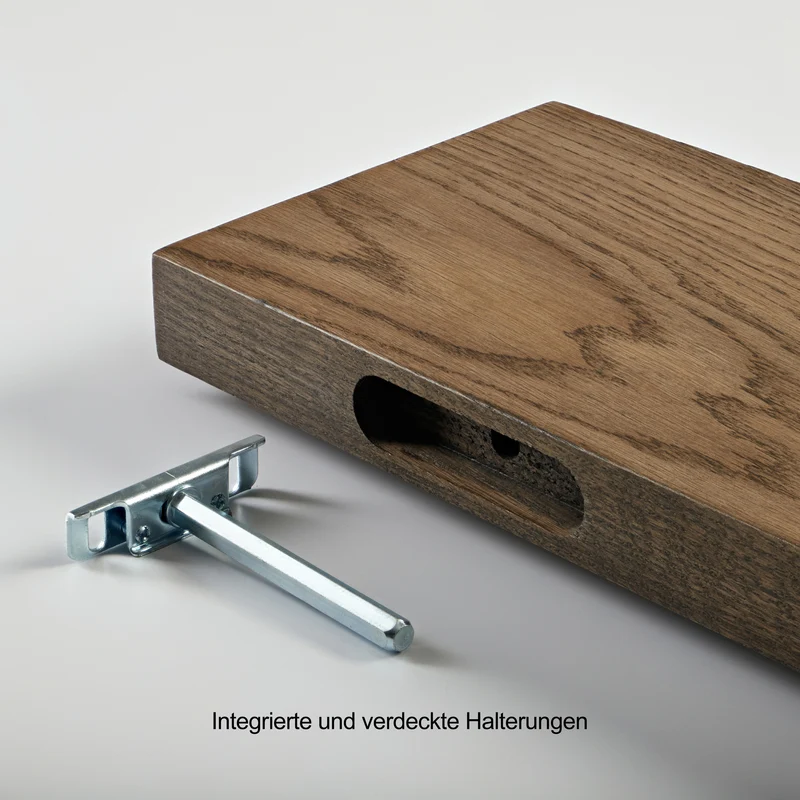 RESTPOSTEN Wandregal Eiche Baumkante – Modell Ruby Dunkel
