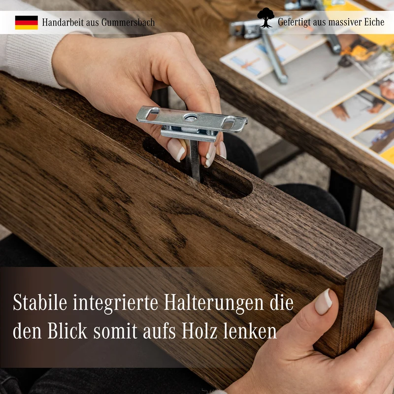 RESTPOSTEN Wandregal Eiche Baumkante – Modell Ruby Dunkel