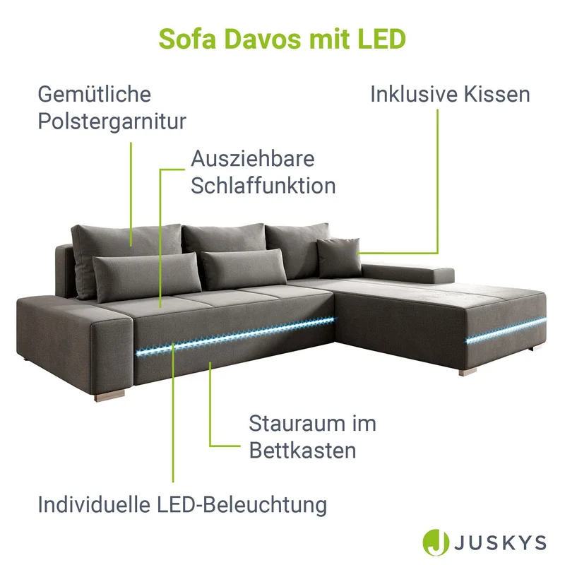 Sofa Davos mit LED