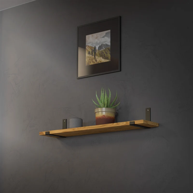 2er Set Wandkonsole Regalhalterung 2x 200 x 140 mm Schwarz aus Stahl ML-Design