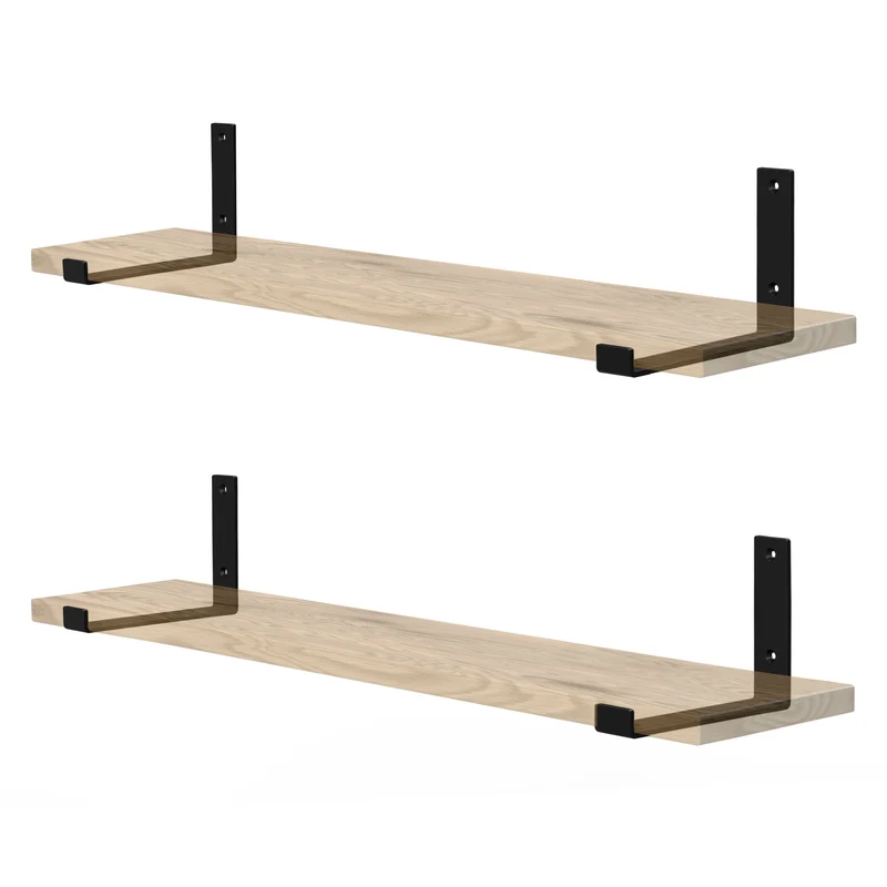 2er Set Wandkonsole Regalhalterung 2x 200 x 140 mm Schwarz aus Stahl ML-Design