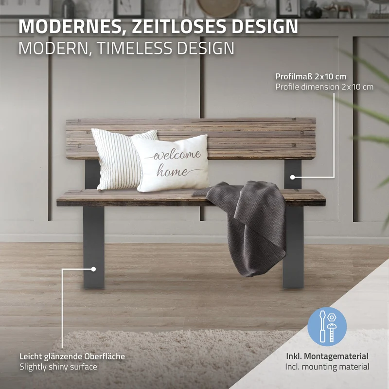 Bankgestell Bankkufen 2er Set O-Design 40 x 78,5 cm Anthrazit aus Stahl ML-Design