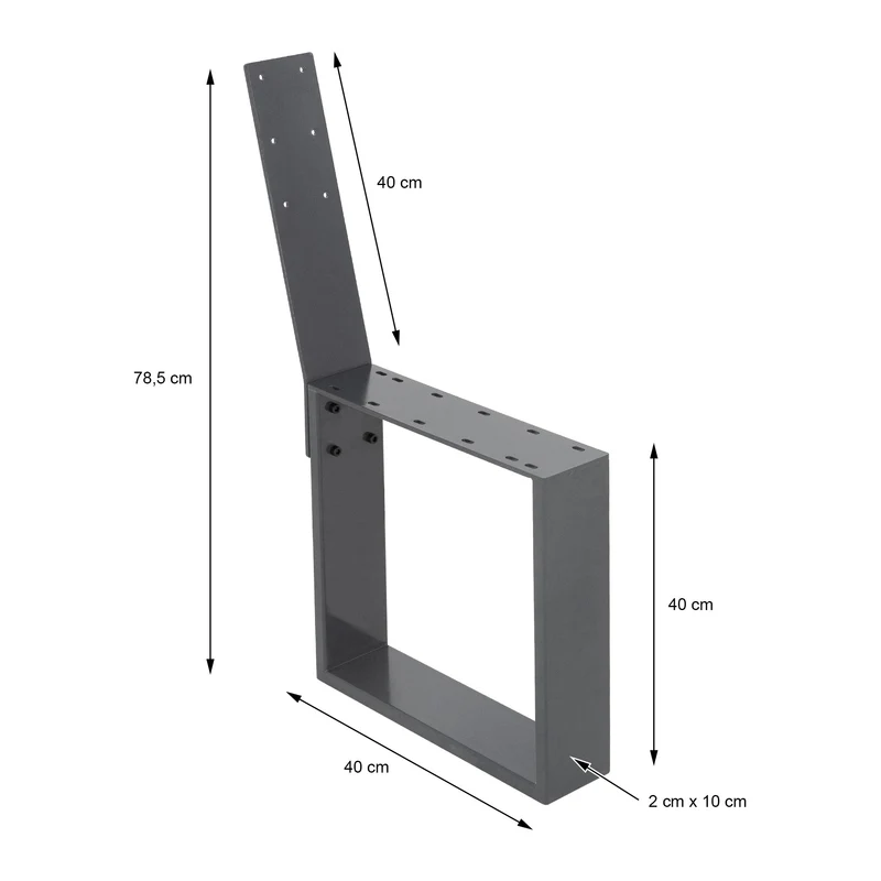 Bankgestell Bankkufen 2er Set O-Design 40 x 78,5 cm Anthrazit aus Stahl ML-Design