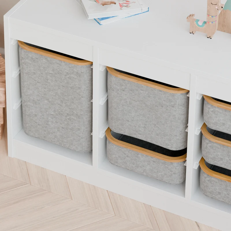 Box für Trofast Regal, Stoffbox mit Holzrahmen in versch. Größen, grau