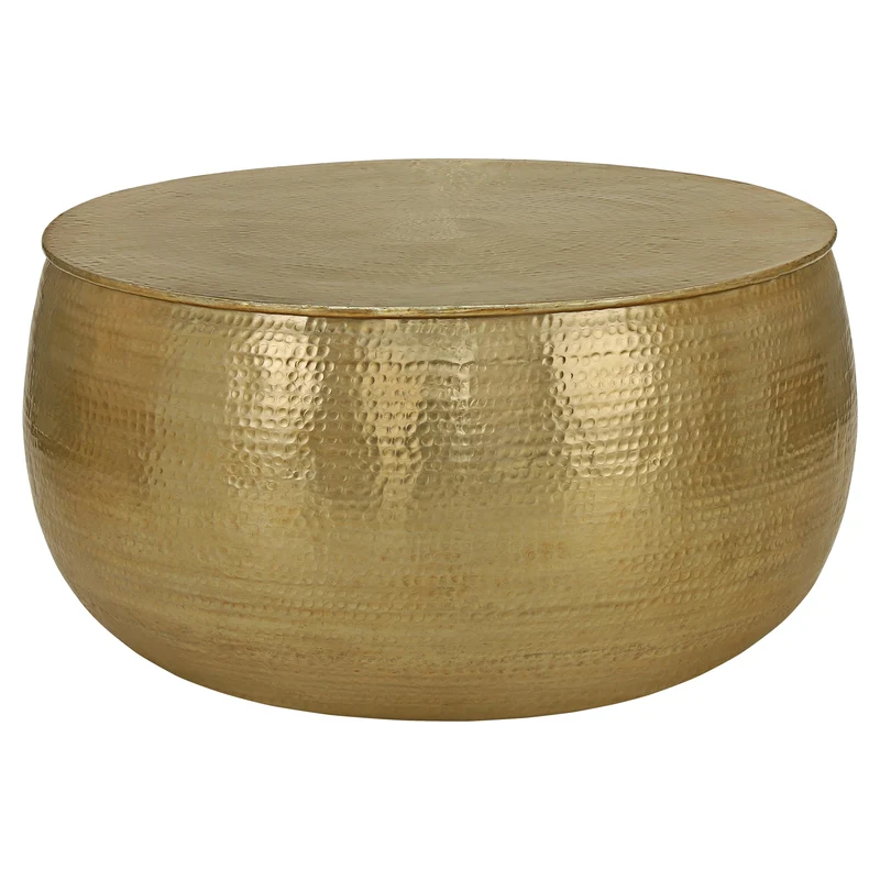 Couchtisch Ø 90x45 cm Gold aus Aluminium in Hammerschlag Optik WOMO-Design