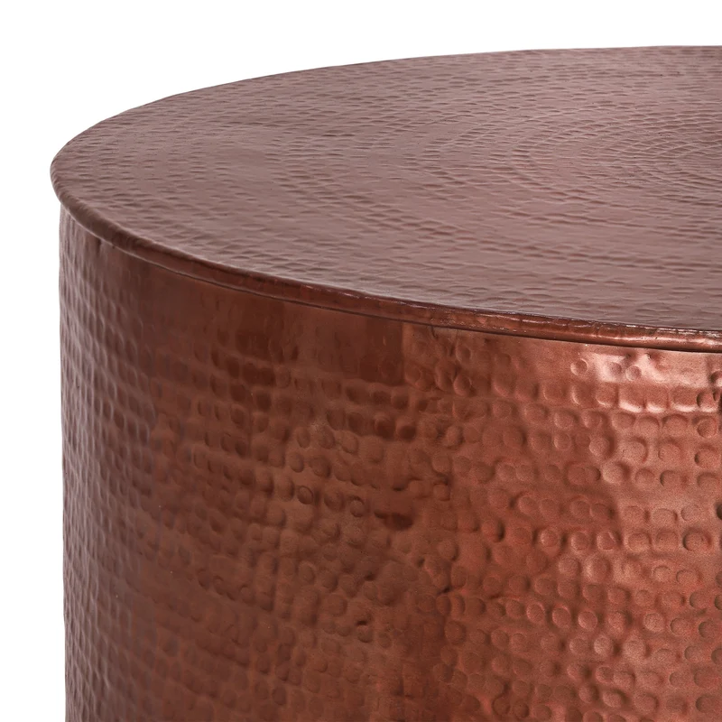 B-Ware Couchtisch Ø 90x37 cm Kupfer aus Aluminium in Hammerschlag Optik WOMO-Design