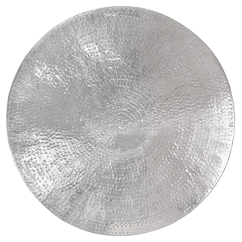 Couchtisch Ø 90x45 cm Silber aus Aluminium in Hammerschlag Optik WOMO-Design