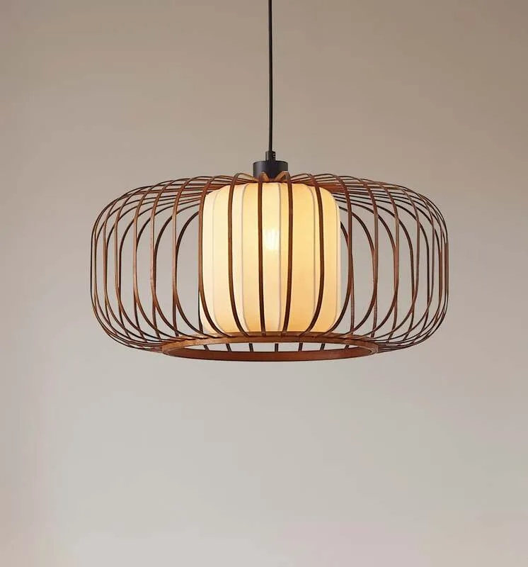 B-Ware Lindby Pendelleuchte Hängeleuchte Davella LED Lampe dimmbar Bambus Ø50cm natur
