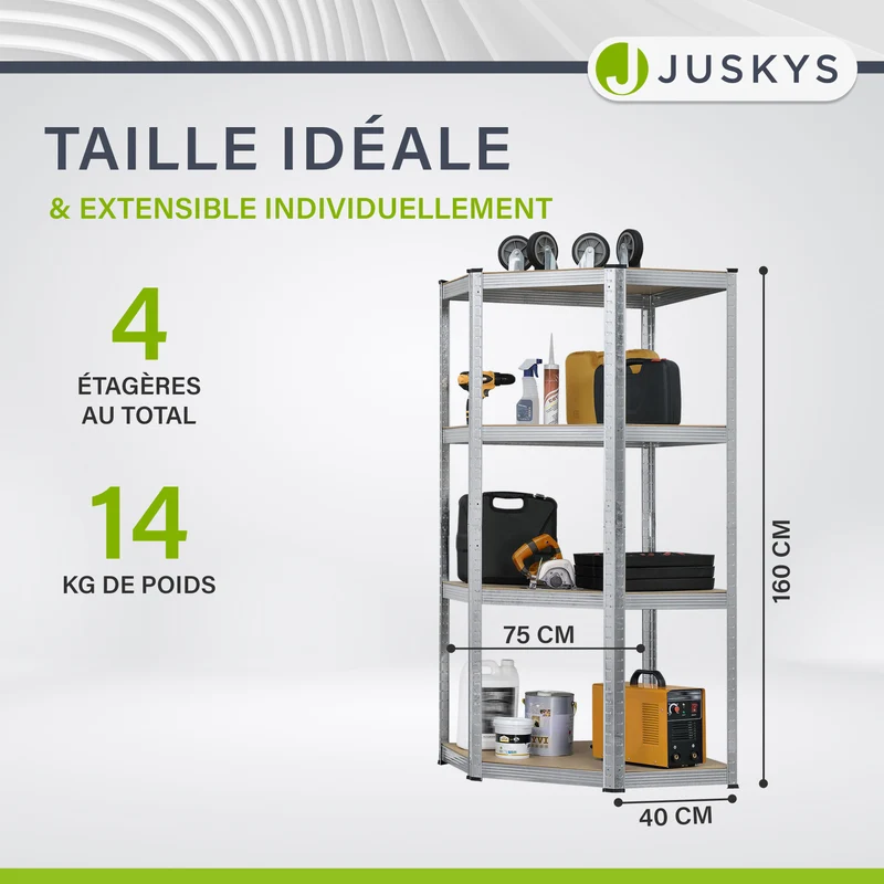 Eckregal Corner Easy 160 x 75 x 40-75 cm