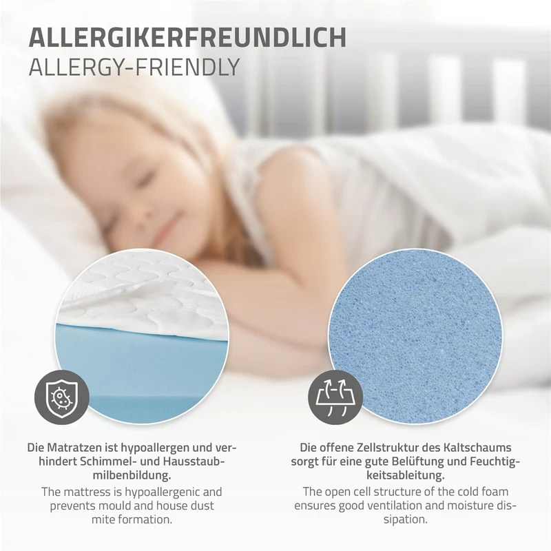 Kinderbett Hausbett 90x200 cm Hellgrau aus Kiefernholz inkl. Matratze H-16cm Rausfallschutz Dach und Lattenrost ML-Design