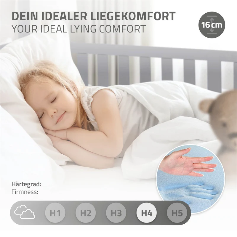 Kinderbett Hausbett 90x200 cm Hellgrau aus Kiefernholz inkl. Matratze H-16cm Rausfallschutz Dach und Lattenrost ML-Design