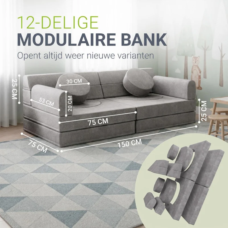 Kindersofa Kayo mit Cord Bezug & Kissen