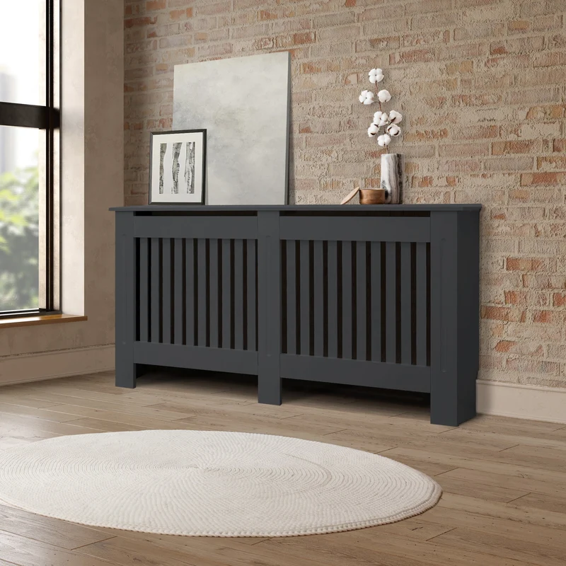 B-Ware Heizkörperverkleidung 152x19x82 cm Landhaus Anthrazit aus MDF ML-Design
