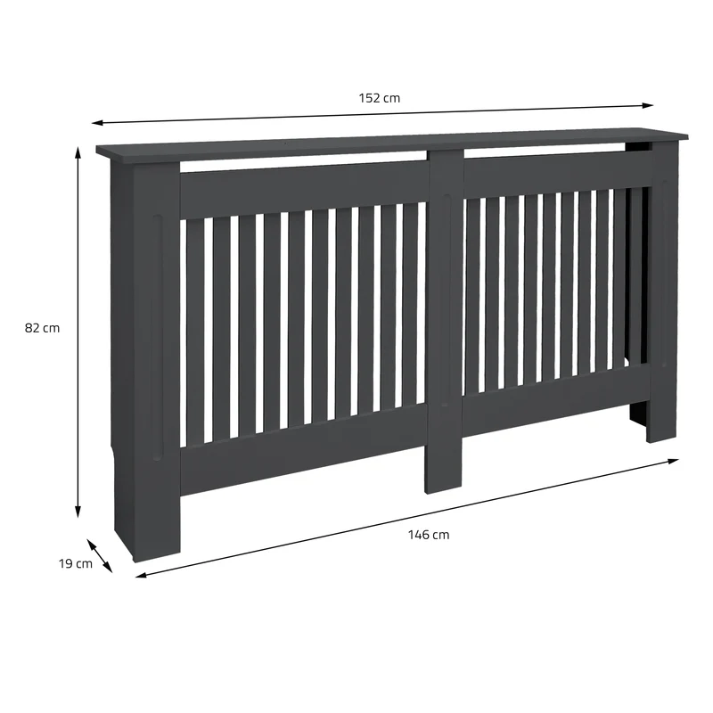 B-Ware Heizkörperverkleidung 152x19x82 cm Landhaus Anthrazit aus MDF ML-Design